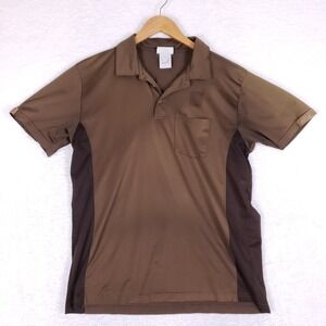 WearGuard UPS Uniform Polo Shirt Mens Large L Brown Short Sleeve Pocket Workwear